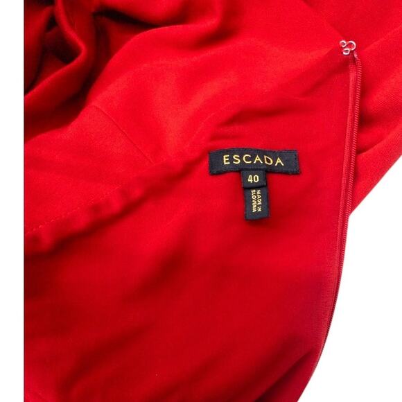 Escada Red Cowl Neck Dress Knee Length 40 Medium 10 - Picture 5 of 6